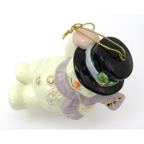 Porcelain Snowman Sledding Ornament Christmas Holiday Figurine 4.5" Tall - Picture 7 of 10